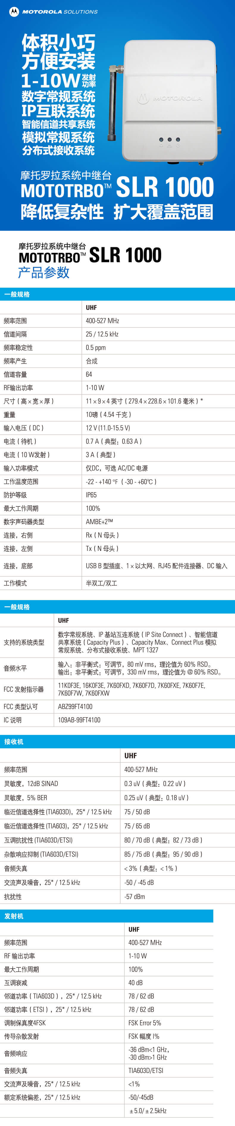 摩托羅拉SLR 1000中轉(zhuǎn)臺